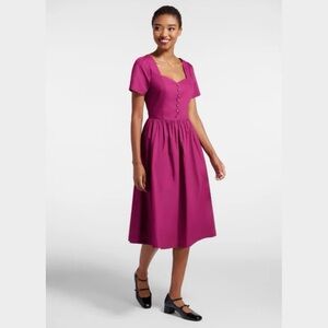 ModCloth Academia Magenta Fit & Flare Midi Dress